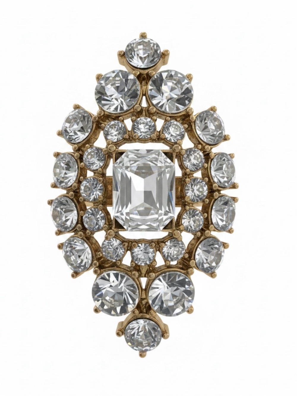VINTAGE • Elegant Gold Crystal Statement Ring